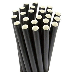 Paper Boba / Bubble Tea Fat Straw 50 per Pack 8" Black