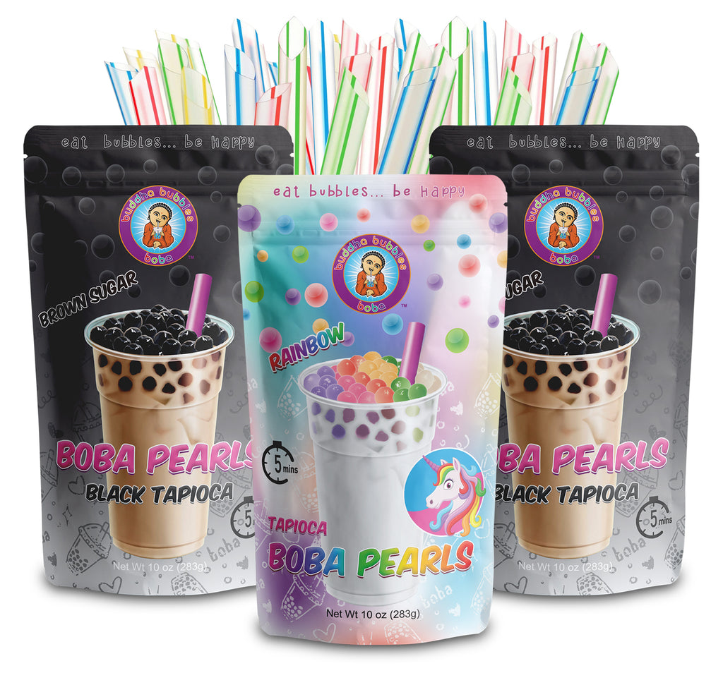 BOBA BUNDLE 3x Boba 50 STRAWS 5 Minute Boba / Tapioca Pearls by Buddha Bubbles