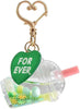5 Piece Bundle Liquid Filled Kawaii Keychain with Charm & Heart Clasp Large Cup Measures 2 1/3"