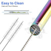 SILVER 4 Piece Set of Reusable Stainless Steel 2 Extra Wide / Boba Straw - 1 Brush 1 Cloth Bag by Buddha Bubbles Boba