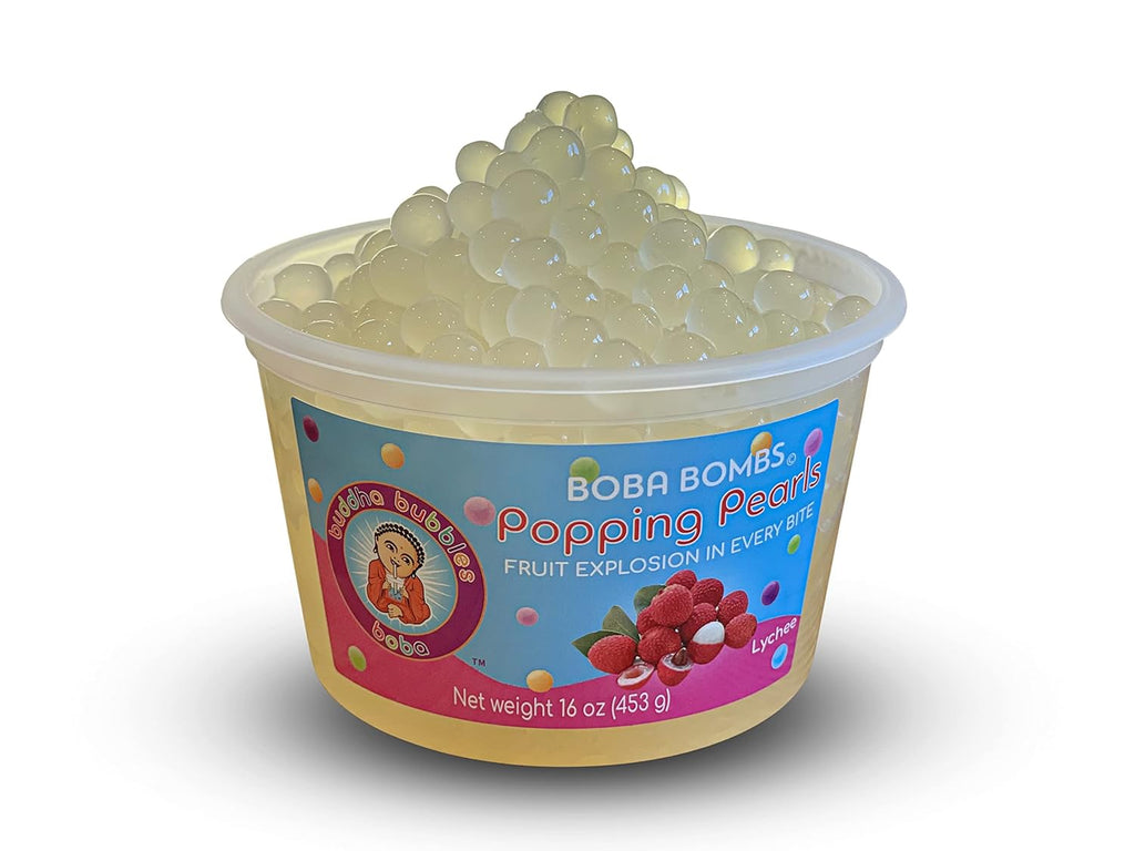 Premium Lychee Boba Bombs (c) Popping Boba Pearls