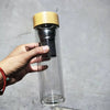 Tea Infuser Glass Water Bottle with Neoprene Sleeve and Bamboo Lid, Portable, To Go, Travel
