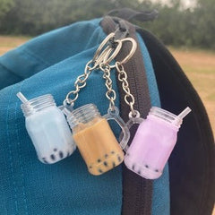 PINK Boba / Bubble Tea Mason Jar Mug Kawaii Keychain / Keyring by: Buddha Bubbles Boba