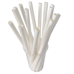 Paper Boba / Bubble Tea Fat Straw 50 per Pack 8" White