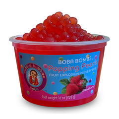 Premium Strawberry Boba Bombs (c) Popping / Bursting Boba Pearls