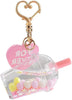 PINK / Large Liquid Filled Kawaii Keychain with Charm & Heart Clasp Large Cup Measures 2 1/3"