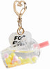 5 Piece Bundle Liquid Filled Kawaii Keychain with Charm & Heart Clasp Large Cup Measures 2 1/3"