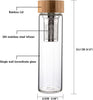 Tea Infuser Glass Water Bottle with Neoprene Sleeve and Bamboo Lid, Portable, To Go, Travel