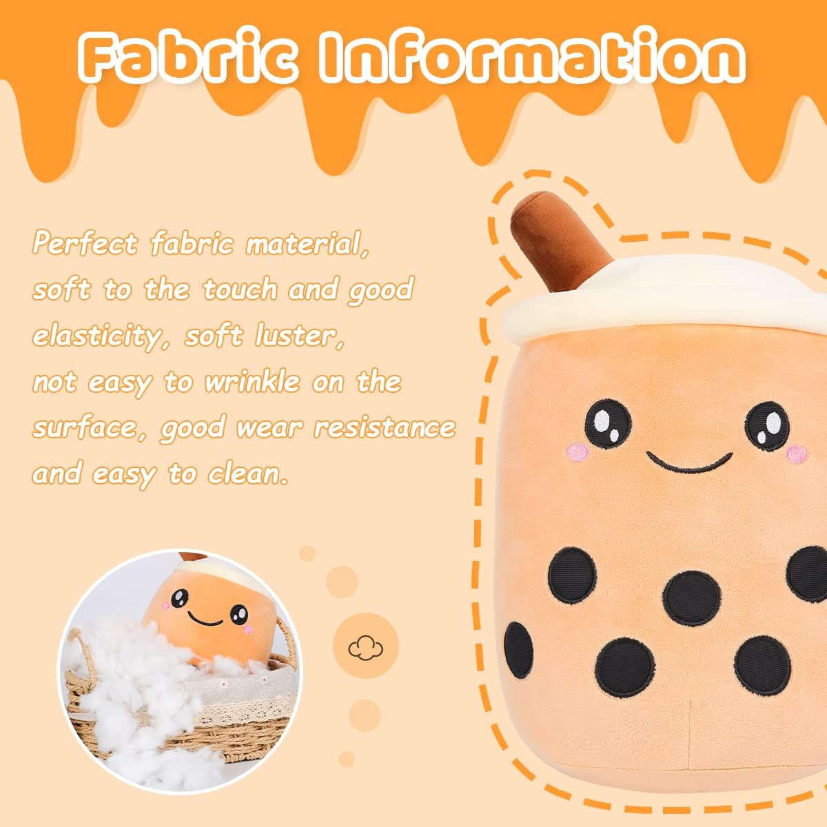 Milk Tea Boba Plushie / Plush / Plushy / Throw Pillow (Small)