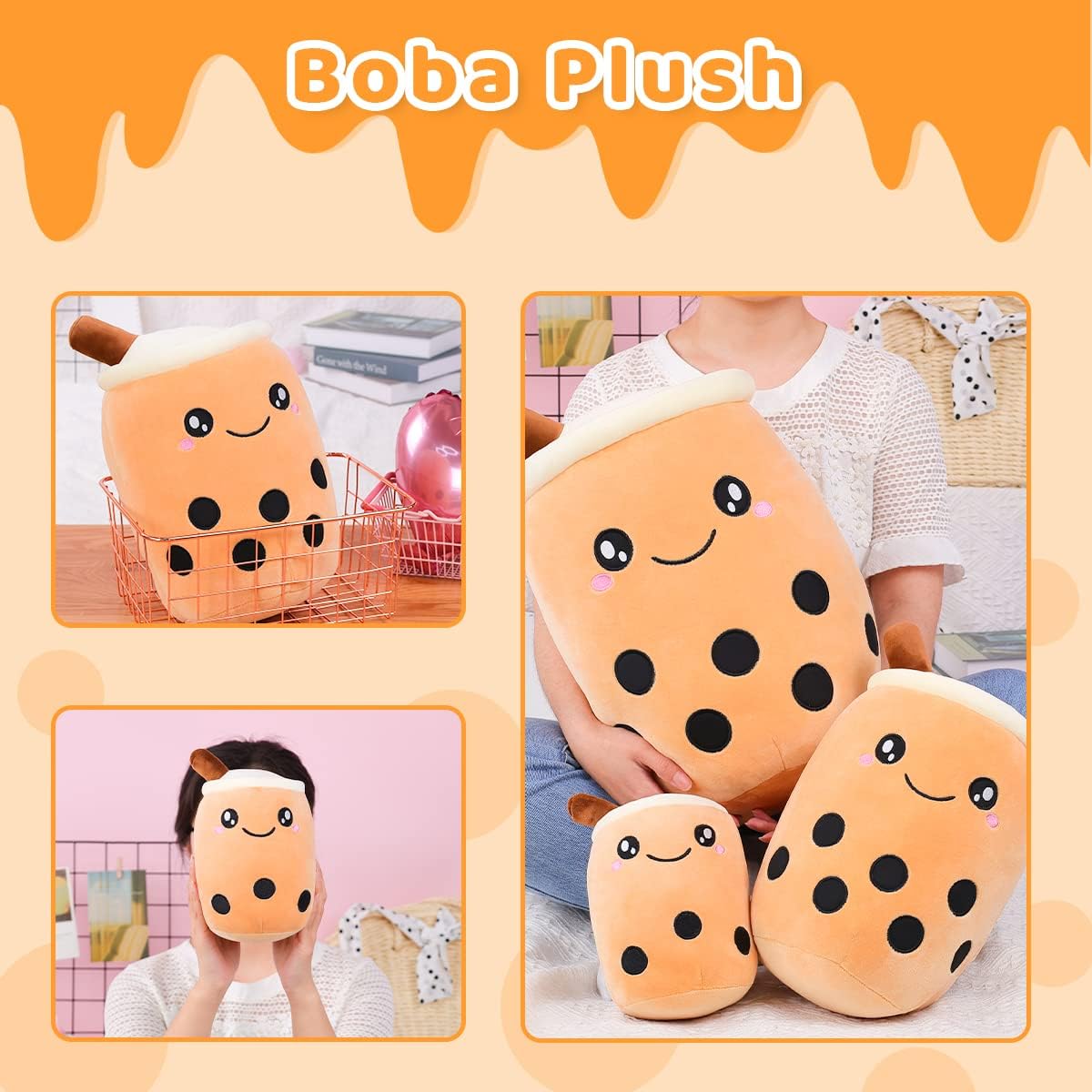 Milk Tea Boba Plushie / Plush / Plushy / Throw Pillow (Small)