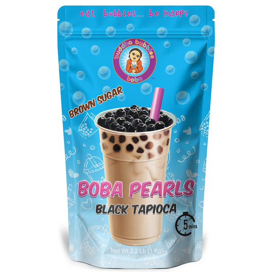 Premium QUICK COOK Black Boba / Bubble Tea Pearls Black Tapioca Pearls Ready in 5 Minutes (1 Kilo / 2.2 Pounds)