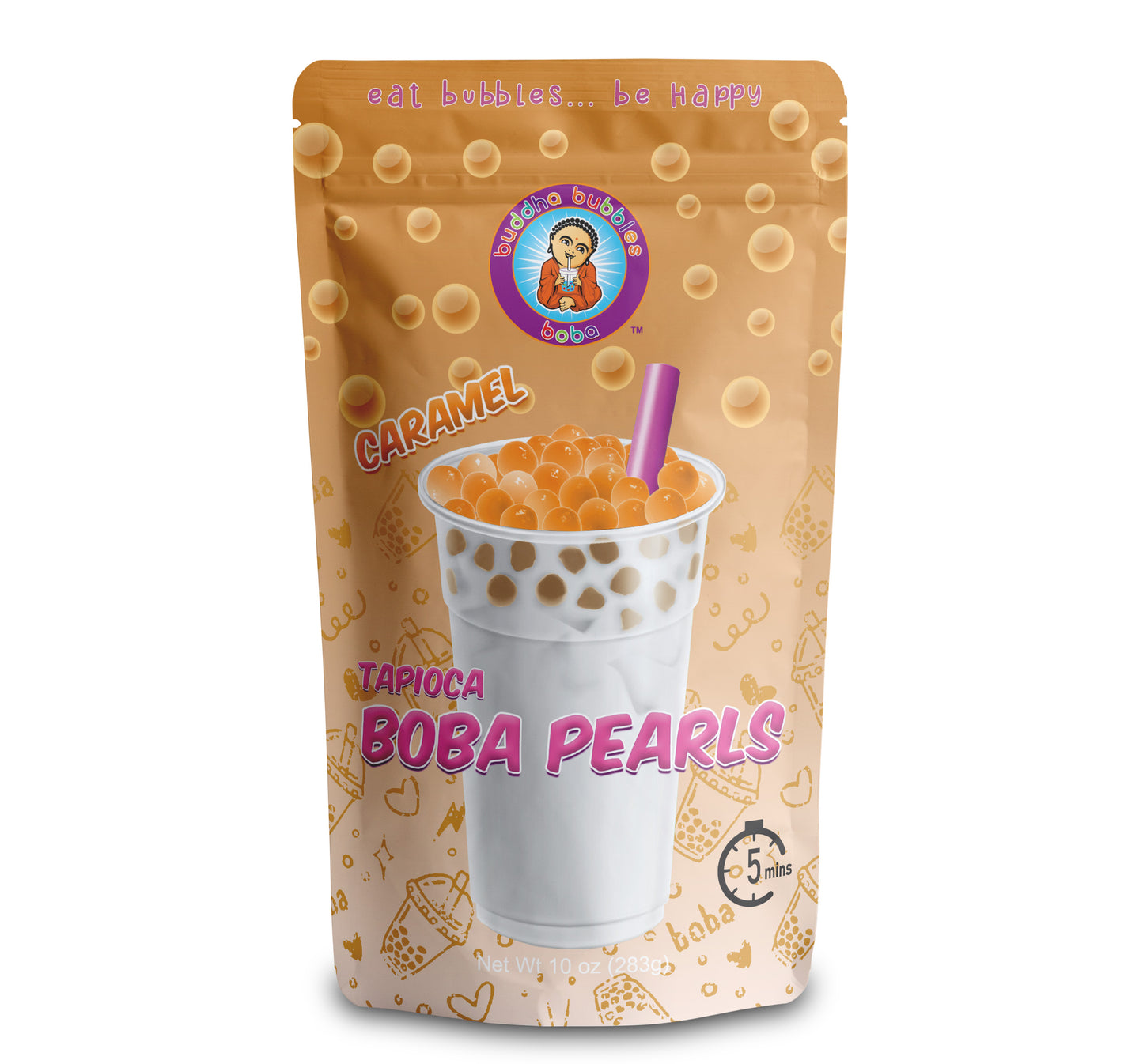 Premium Caramel Boba / Bubble Tea Tapioca Pearls Ready in 5 Minutes by Buddha Bubbles Boba