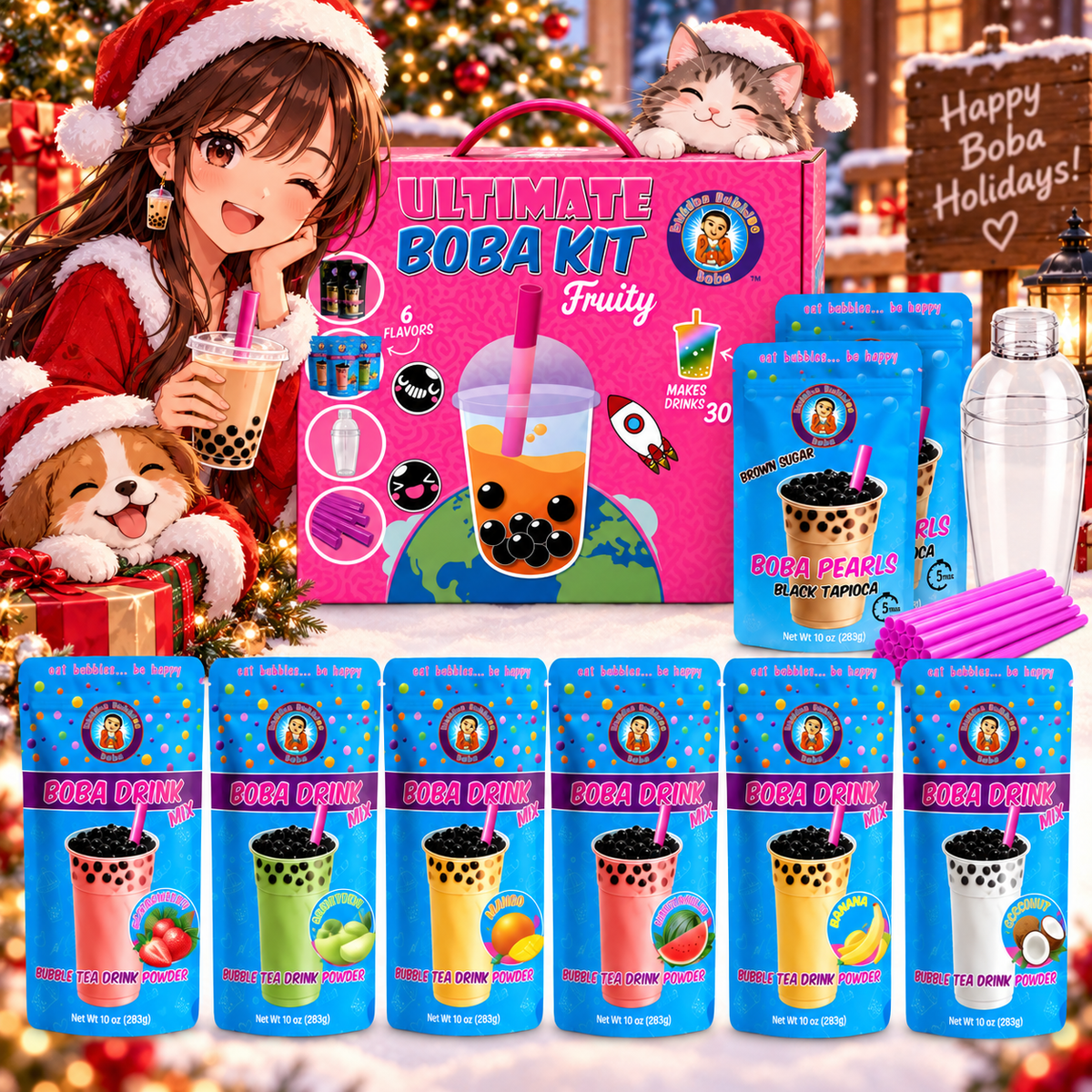 The Original Ultimate D.I.Y. Bubble Tea Party Kit (Fruity Flavors)