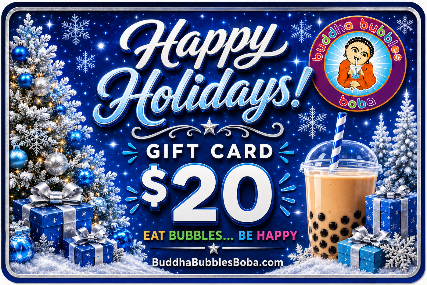 $100 A Perfect Holidays Gift for Everyone BUDDHA BUBBLES BOBA Gift Card