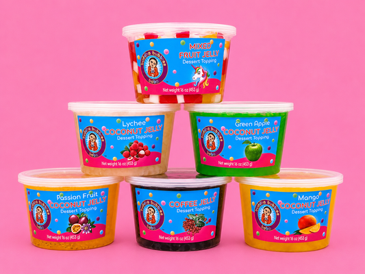 6 Premium Jelly Dessert Topping / Boba / Bubble Tea Drink Party Pack