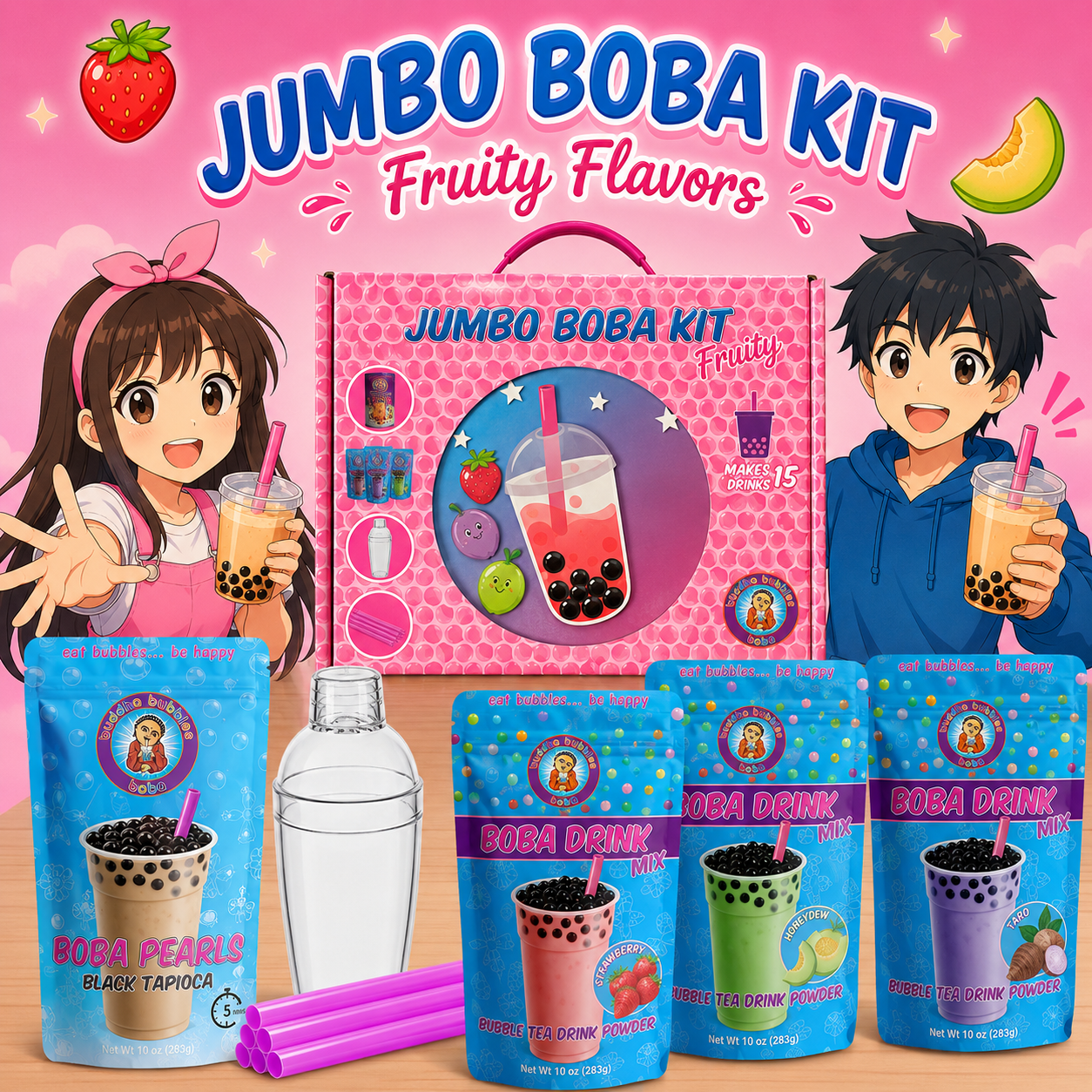 The Jumbo "FRUITY FLAVORS" Boba / Bubble Tea Party Kit