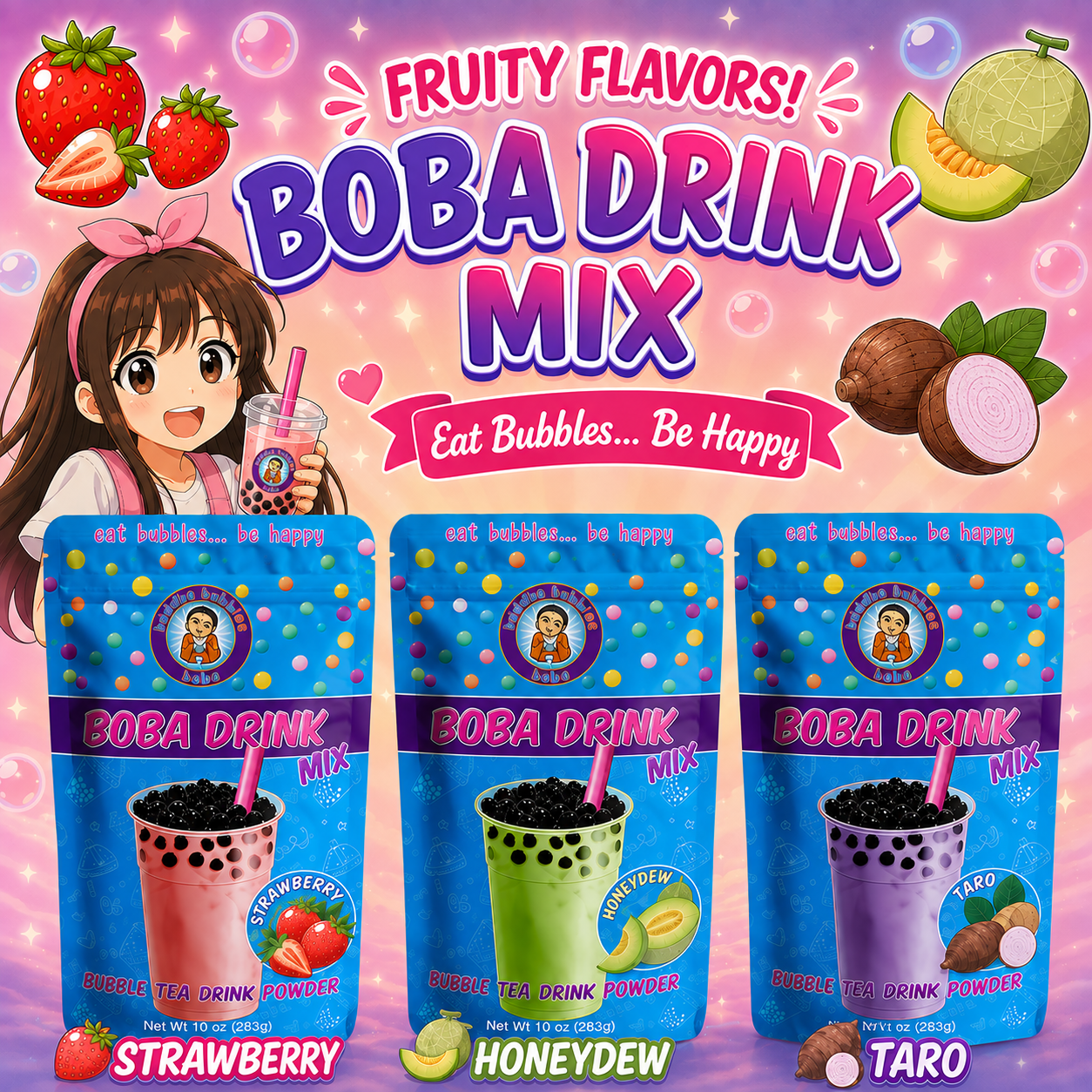 The Jumbo "FRUITY FLAVORS" Boba / Bubble Tea Party Kit