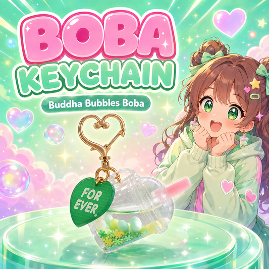 HONEYDEW / Large Liquid Filled Kawaii Keychain with Charm & Heart Clasp Large Cup Measures 2 1/3"