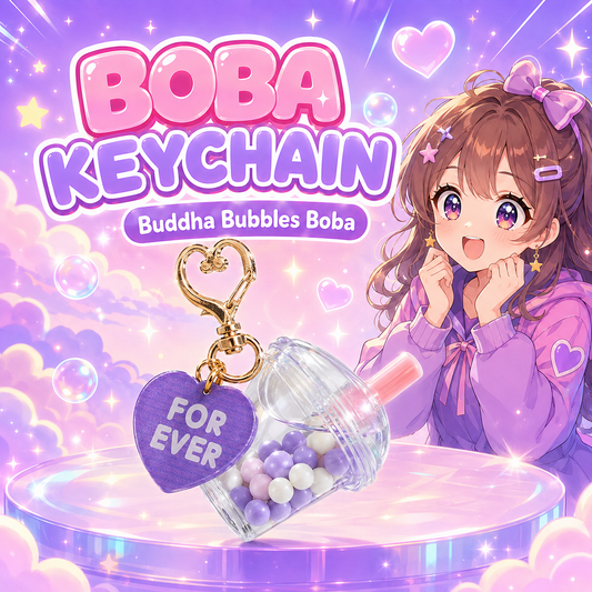TARO / Large Liquid Filled Kawaii Keychain with Charm & Heart Clasp Large Cup Measures 2 1/3"
