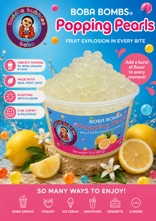 Premium Lemon Boba Bombs (c) Popping / Bursting Boba Pearls