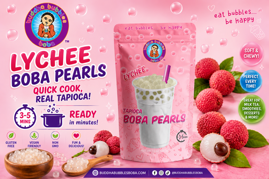 Lychee Premium Boba / Bubble Tea Tapioca Pearls / Quick Cook
