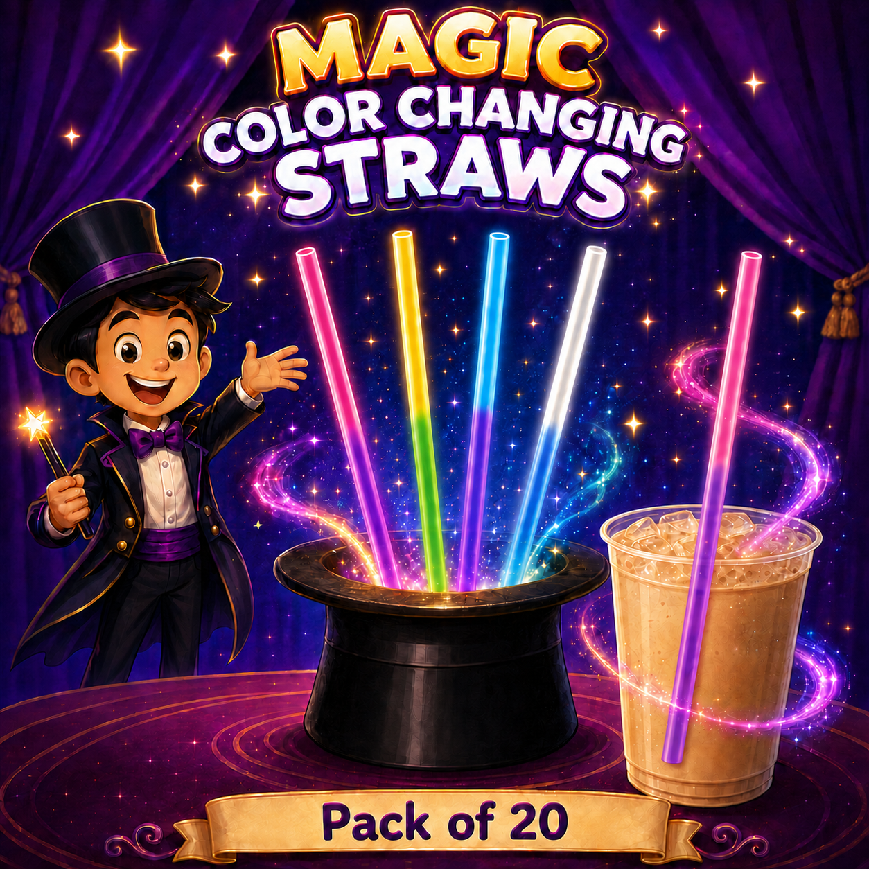 20 Magic Jumbo Drinking Straws (Not Boba Straws)