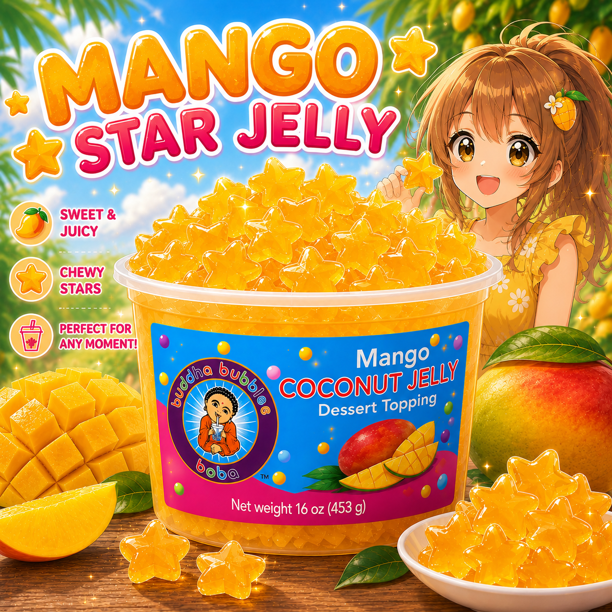 STARS MANGO Premium Coconut Jelly Dessert Topping