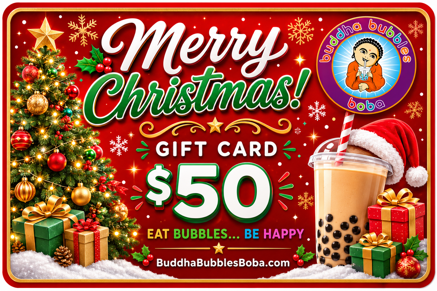 $100 A Perfect Gift for Everyone BUDDHA BUBBLES BOBA Gift Card