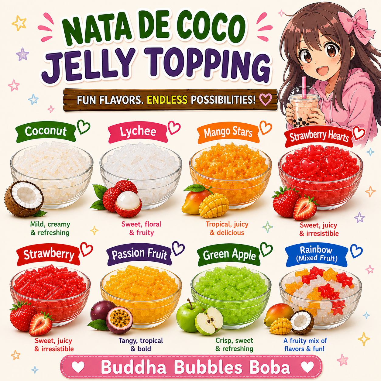 Premium Lychee Fruit Coconut Jelly Topping