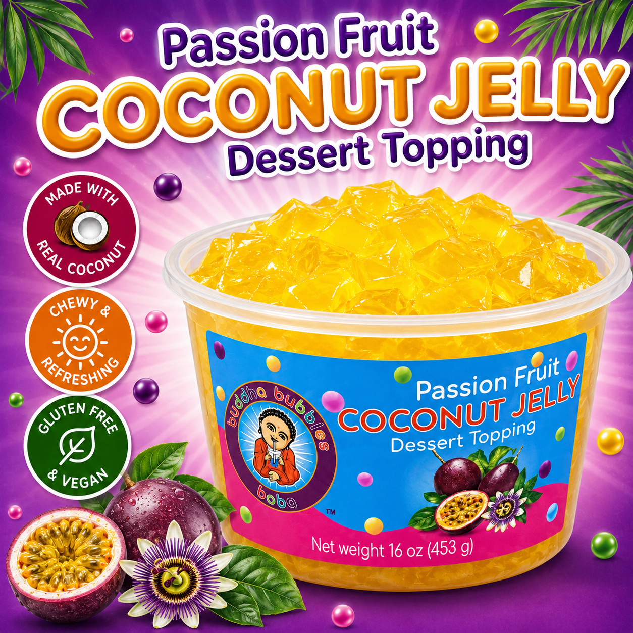 Passion Fruit Premium Coconut Jelly Dessert Topping