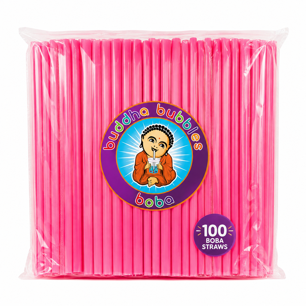 Pink Boba / Bubble Tea Fat Straw 8" (Individually Wrapped)