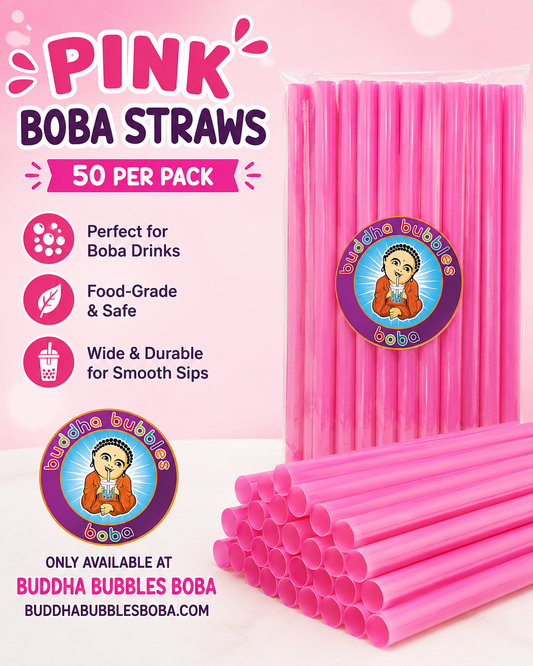 Pink Boba / Bubble Tea Fat Straw 8" (Individually Wrapped)