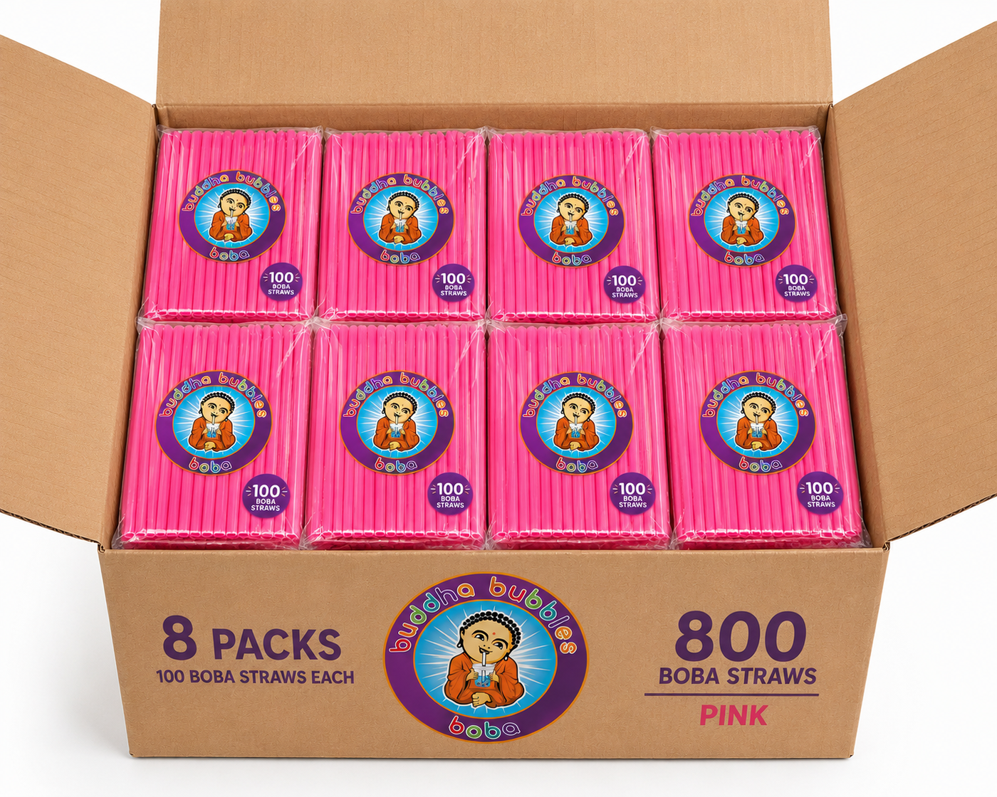 Pink Boba / Bubble Tea Fat Straw 8" (Individually Wrapped)