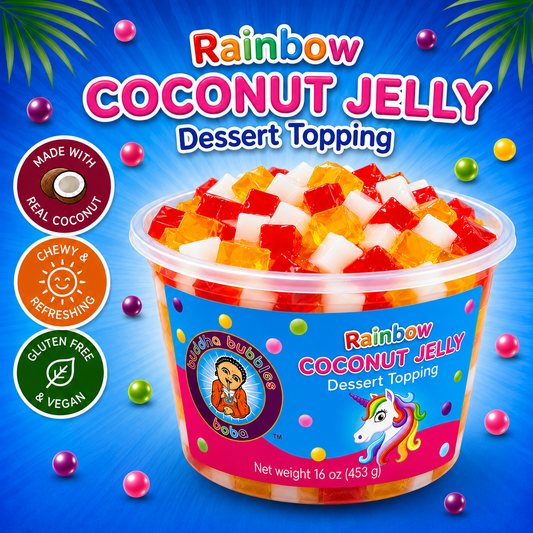 Rainbow Premium  Mixed Fruit Coconut Jelly Dessert Topping