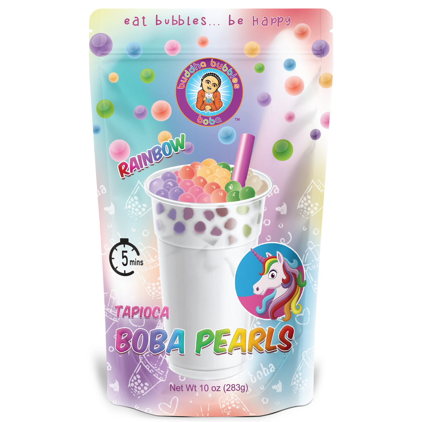 Premium RAINBOW Boba / Bubble Tea Tapioca Pearls Ready in 5 Minutes (1 Kilo / 2.2 Pounds)