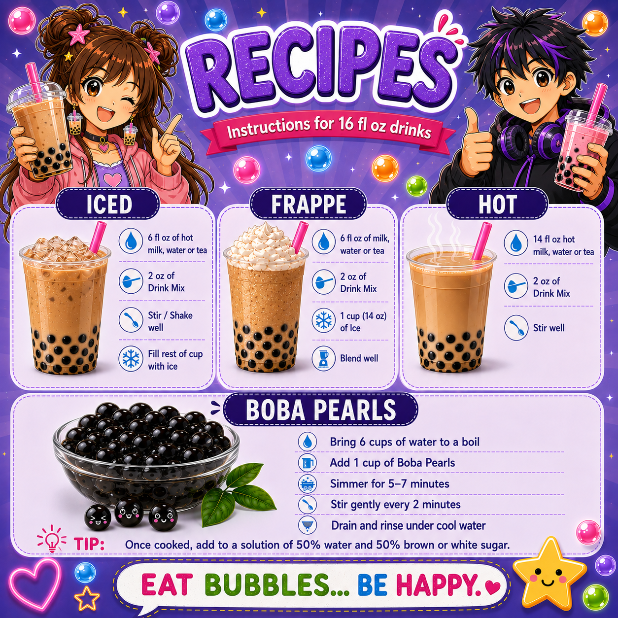 Caramel Premium Boba / Bubble Tea Tapioca Pearls / Quick Cook