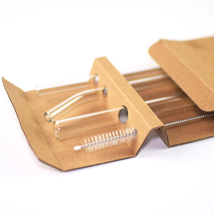 3 Glass Straws Set with Brush 2 Standard Straws & 1 Boba Straw