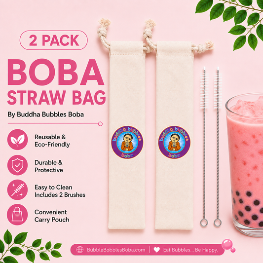 2 Pack Boba Straw Bag with Cleaning Brushes