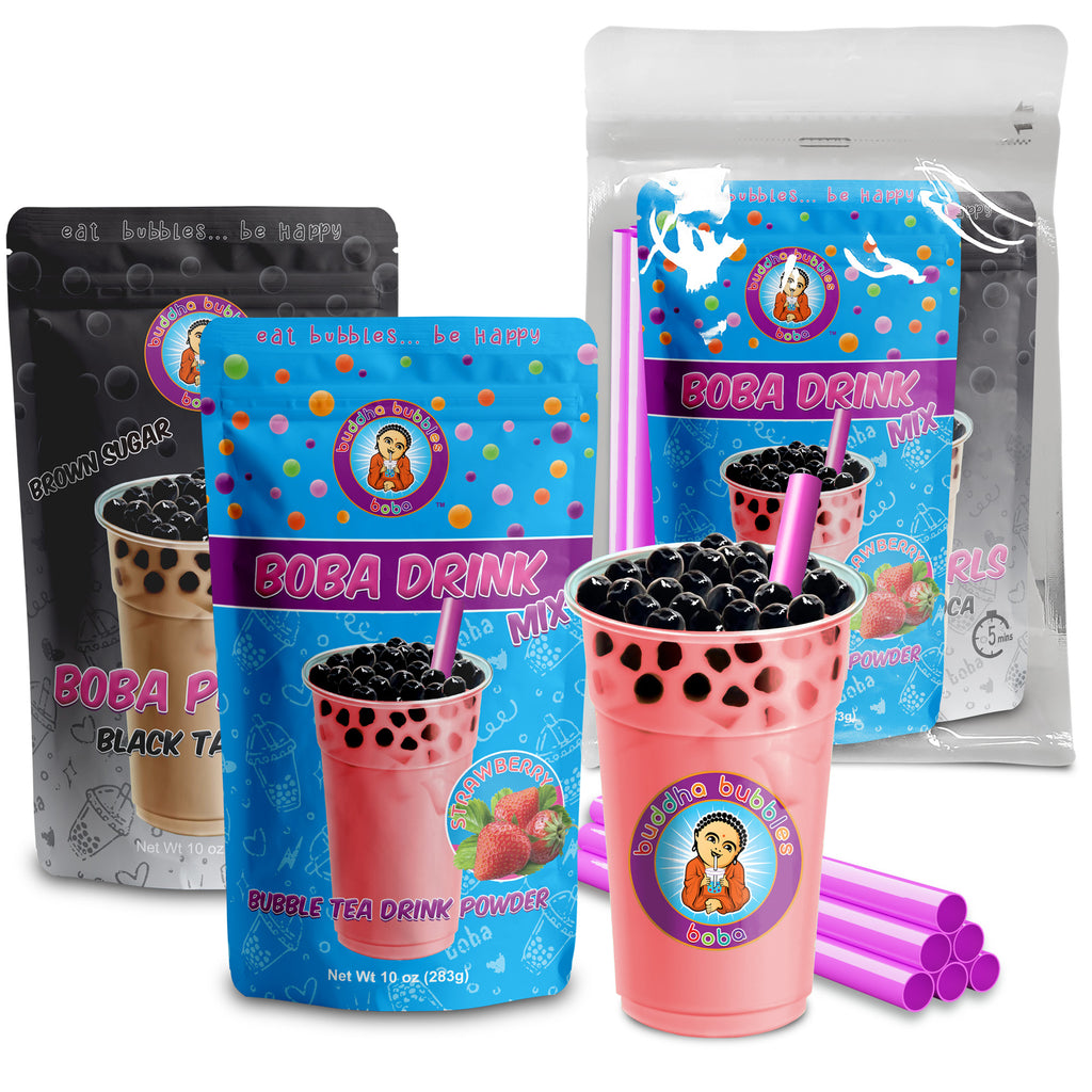 STRAWBERRY Cream Boba / Bubble Tea Drink Kit