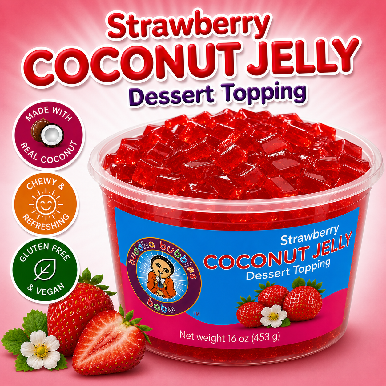 Strawberry Premium Coconut Jelly Dessert Topping