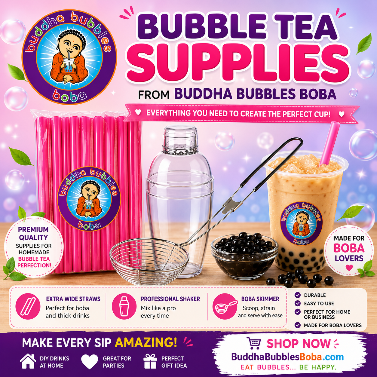 2 Pack Boba Straw Bag with Cleaning Brushes