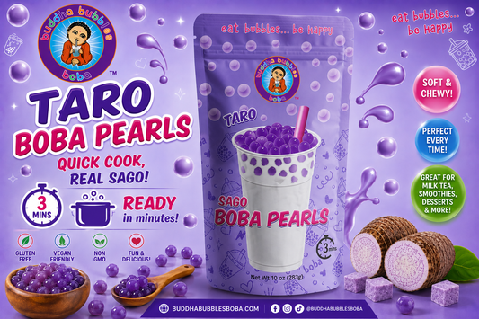 Premium Taro Boba / Bubble Tea Tapioca Pearls D.I.Y. Ready in 3 Minutes