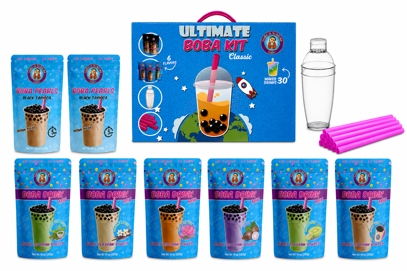 The NEW Original Ultimate D.I.Y. Bubble Tea Party Kit (Classic Flavors)