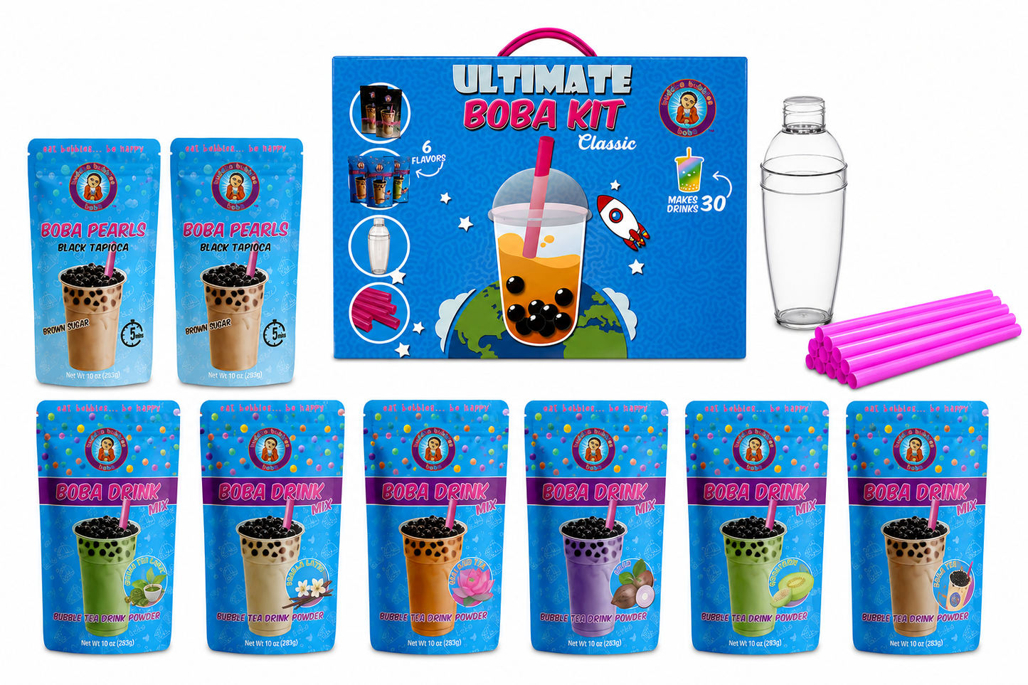 The NEW Original Ultimate D.I.Y. Bubble Tea Party Kit (Classic Flavors)