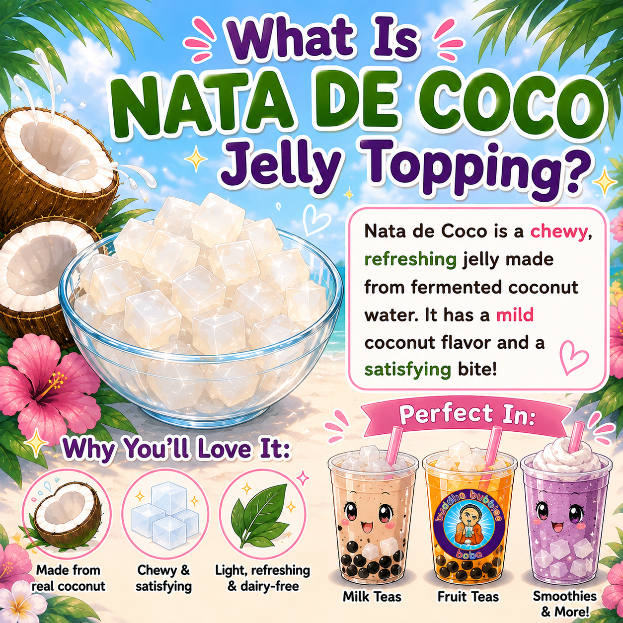 Strawberry Hearts Premium Dessert Topping Nata De Coco