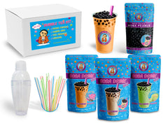 JUMBO Bubble Tea Kit HONEYDEW, THAI TEA, MILK TEA Boba Pearls, Straws and Shaker
