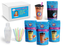JUMBO Boba Bubble Tea Kit PAPAYA, MANGO & BANANA CREAM, Boba Pearls, Straws and Shaker